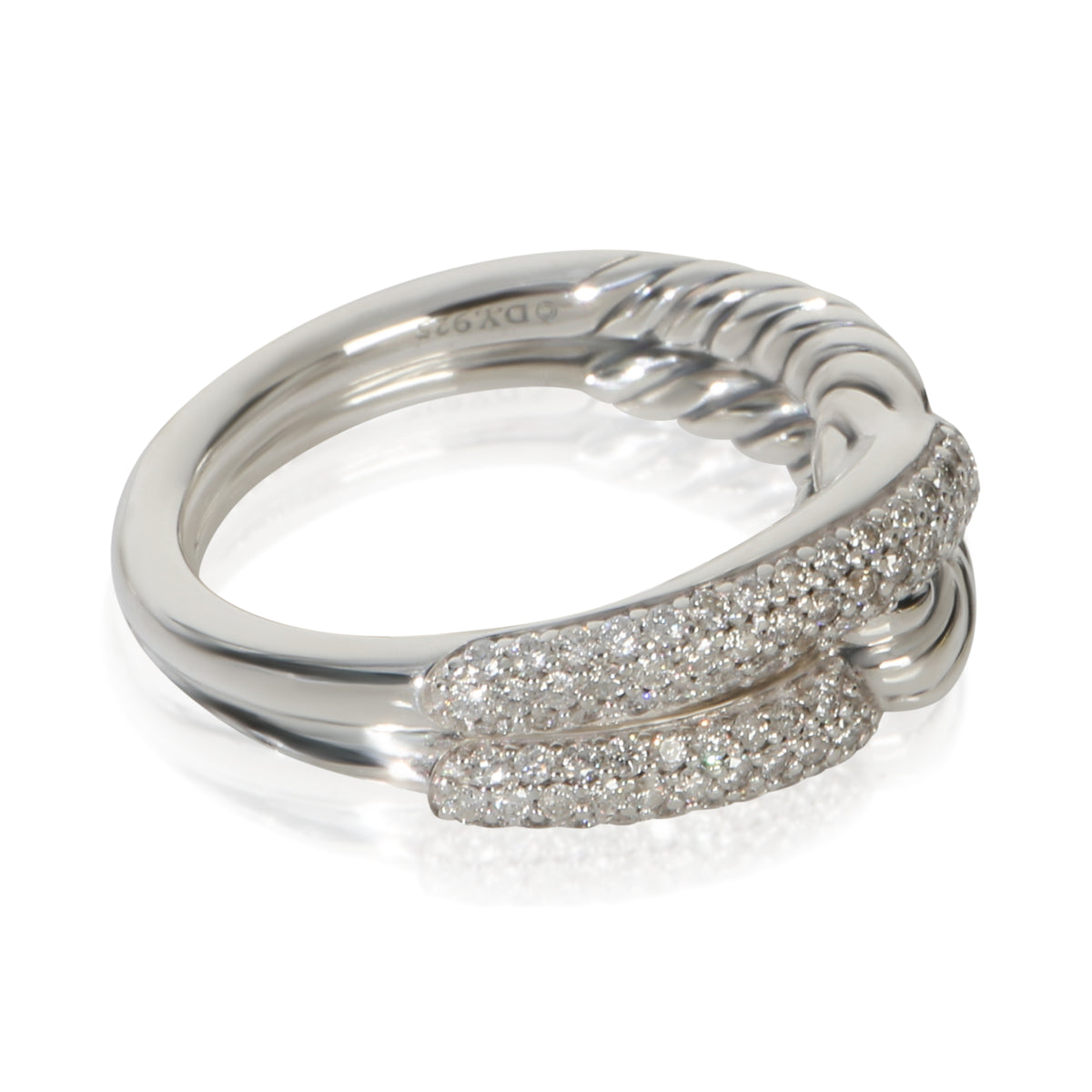 David Yurman Sterling Silver Diamond Labyrinth Single Loop Ring pv