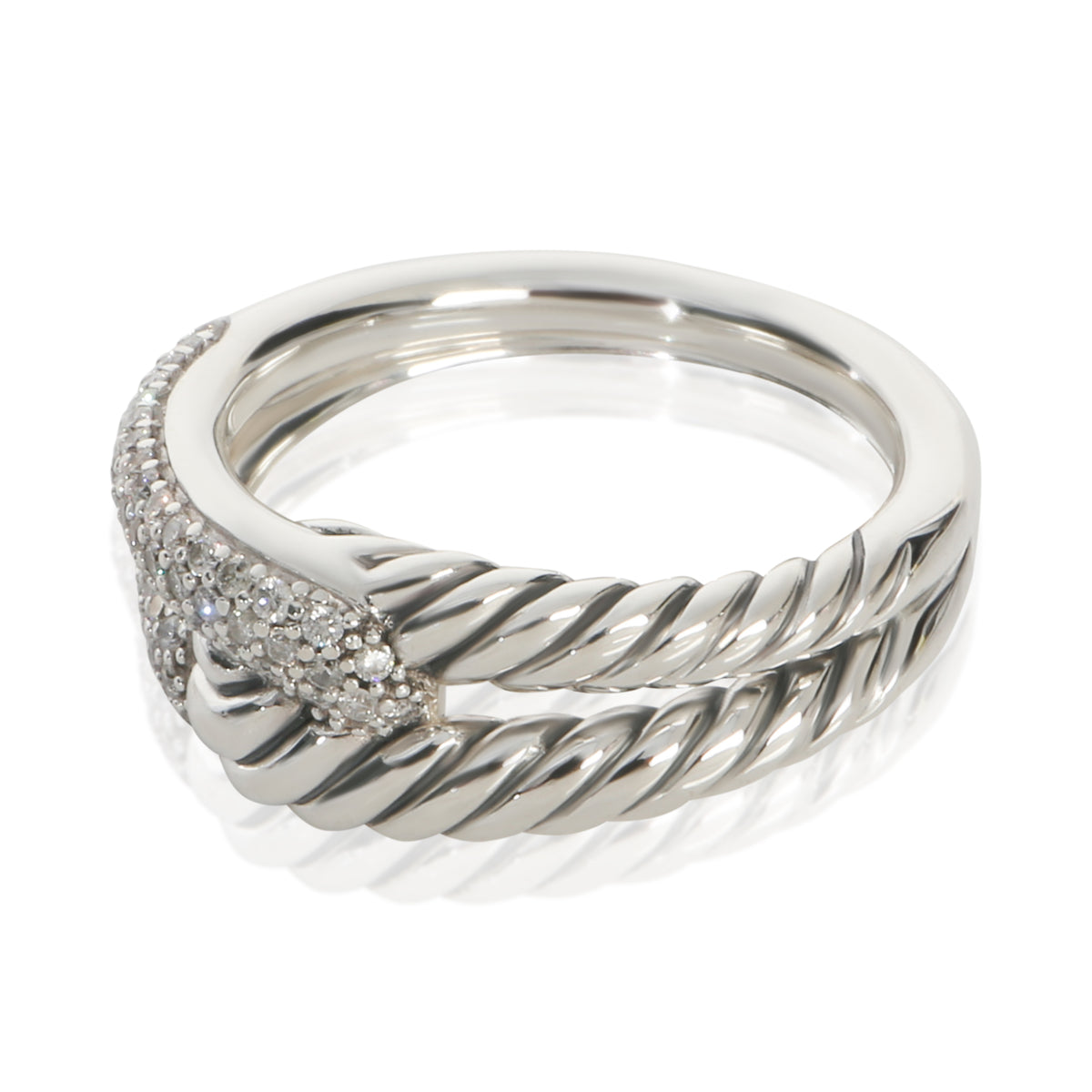 David Yurman Sterling Silver Diamond Labyrinth Single Loop Ring sv