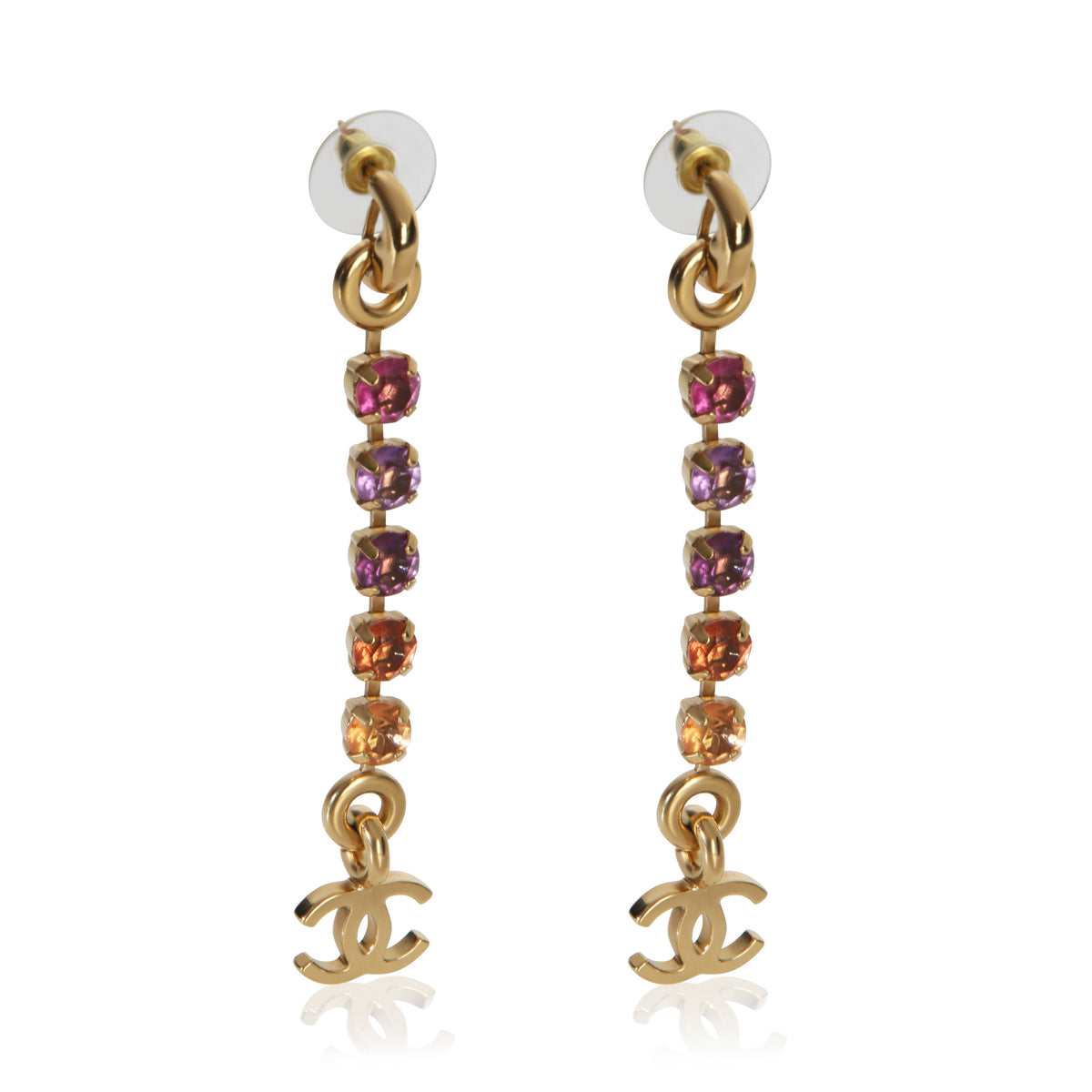 Chanel Gold Plated  2024 Rainbow CC Earrings fv