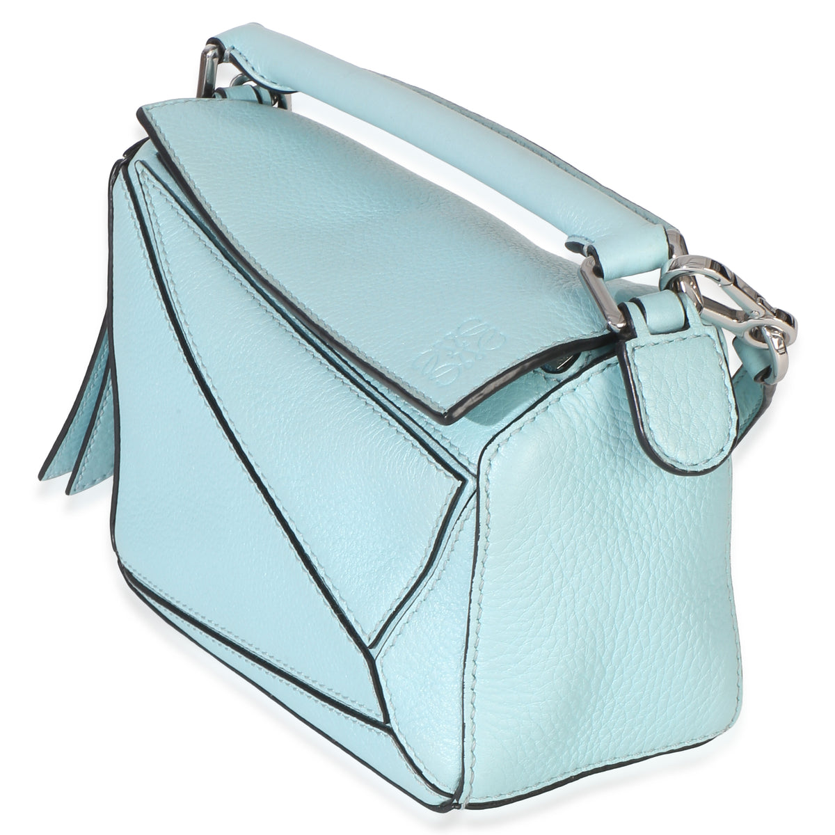 Loewe Light Blue Grained Calfskin Mini Puzzle Handbag 2