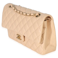 Chanel Beige Quilted Lambskin Medium Classic Double Flap Bag Handbag 2
