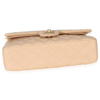 Chanel Beige Quilted Lambskin Medium Classic Double Flap Bag Handbag 5