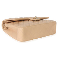 Chanel Beige Quilted Lambskin Medium Classic Double Flap Bag Handbag 7