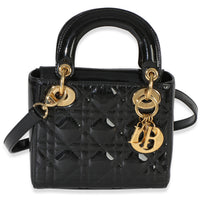 Christian Dior Black Patent Cannage Mini Lady Dior Handbag id