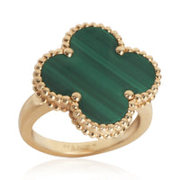 Van Cleef & Arpels Yellow Gold Malachite Magic Alhambra Ring clasp