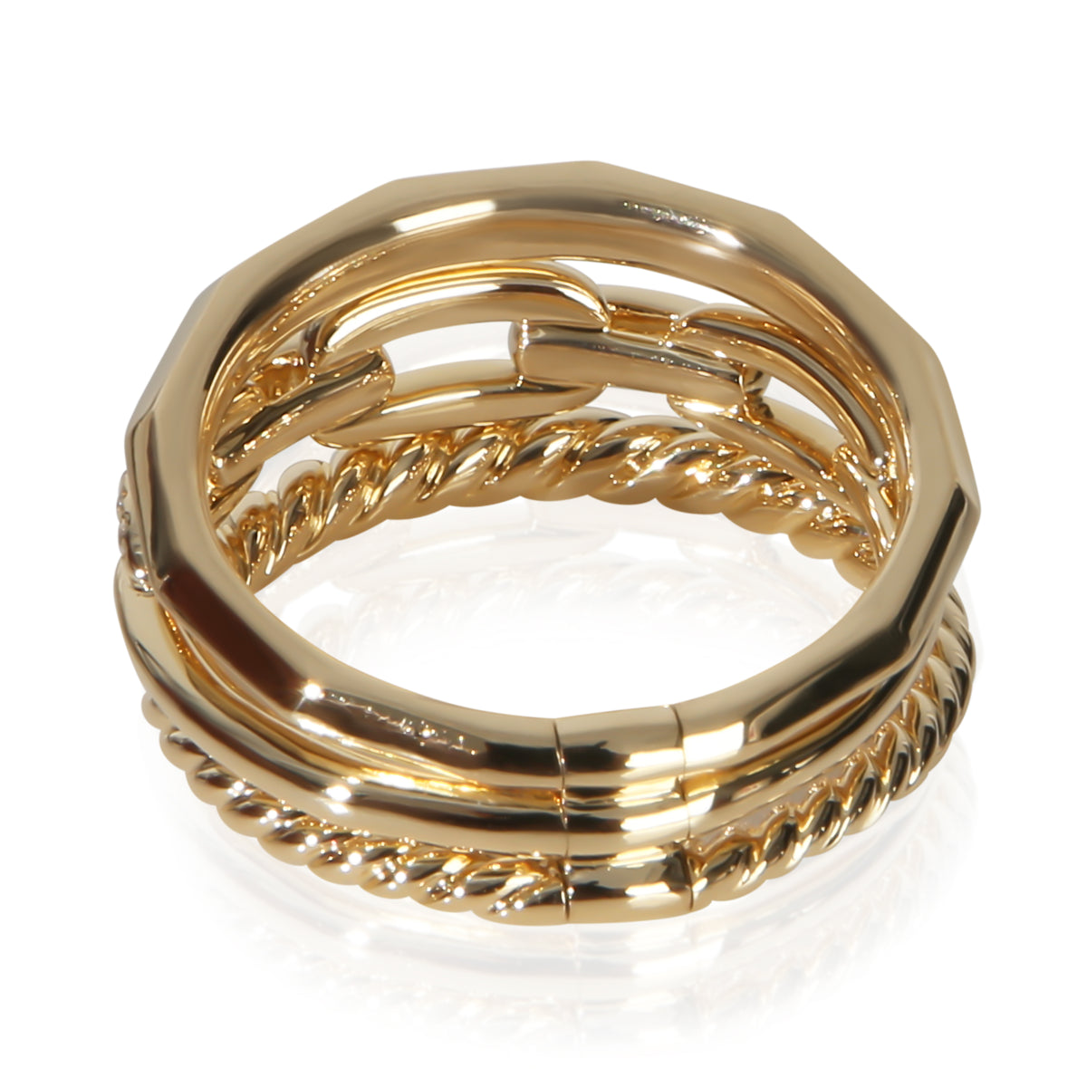 David Yurman Yellow Gold Diamond Stax Three Row Ring pv