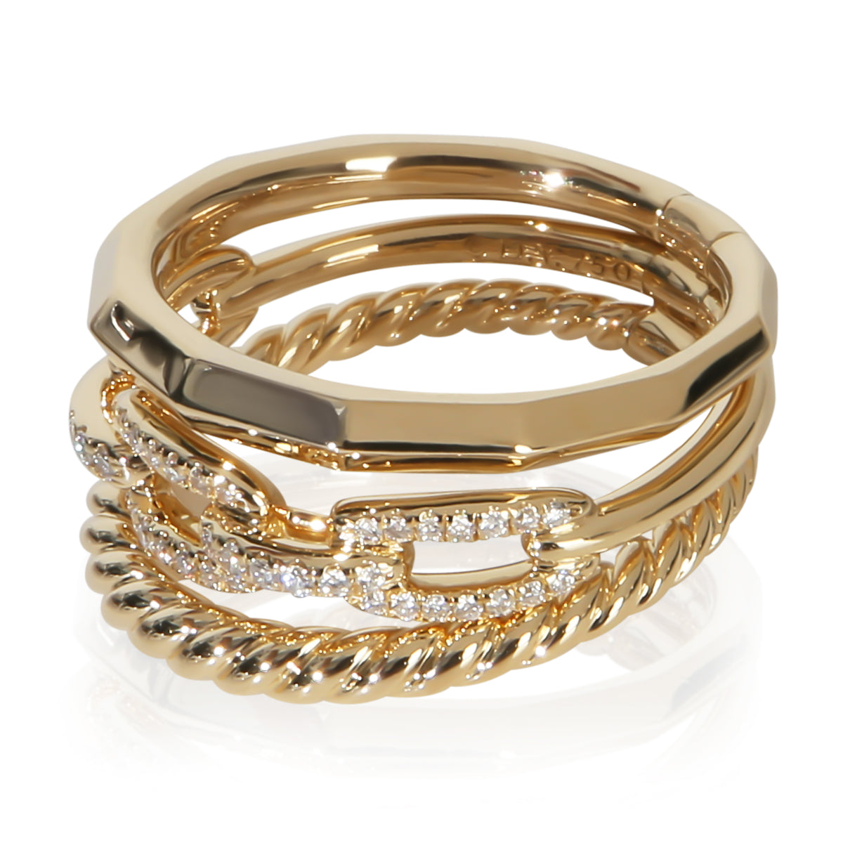 David Yurman Yellow Gold Diamond Stax Three Row Ring sv