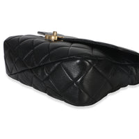 Chanel Black Quilted Lambskin Top Handle Envelope Flap Bag Handbag 6