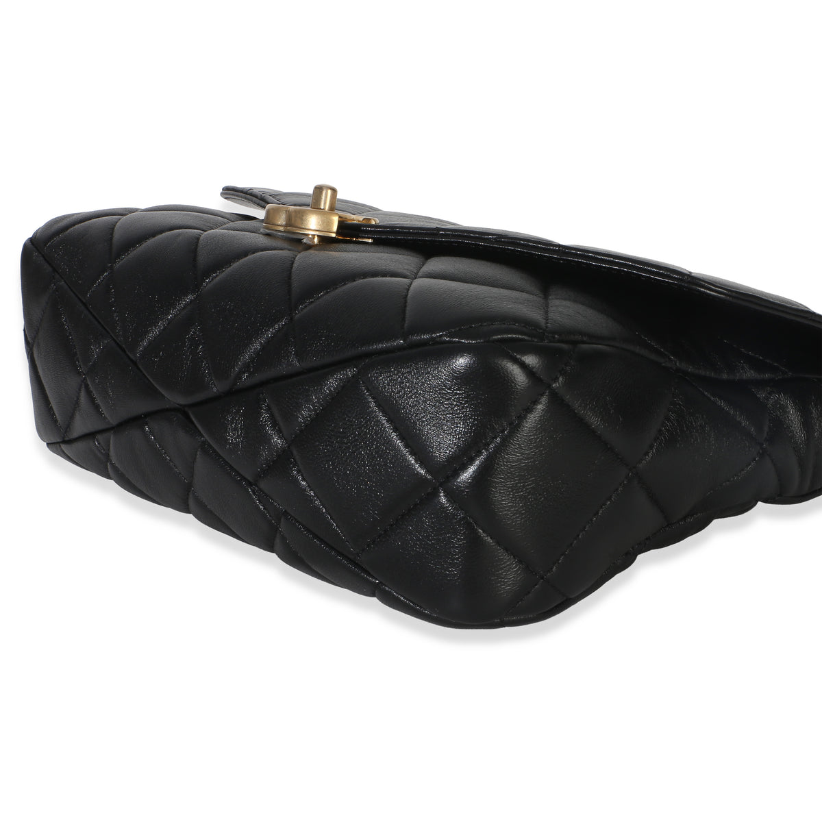 Chanel Black Quilted Lambskin Top Handle Envelope Flap Bag Handbag 6