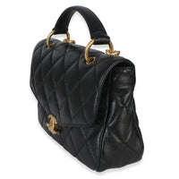 Chanel Black Quilted Lambskin Top Handle Envelope Flap Bag Handbag 2