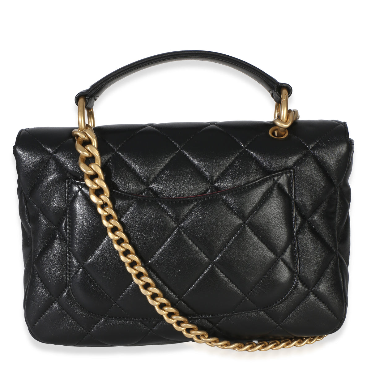 Chanel Black Quilted Lambskin Top Handle Envelope Flap Bag Handbag 4
