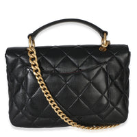 Chanel Black Quilted Lambskin Top Handle Envelope Flap Bag Handbag 4
