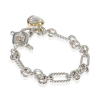 David Yurman Yellow Gold & Sterling Silver  Heart Charm Bracelet pv