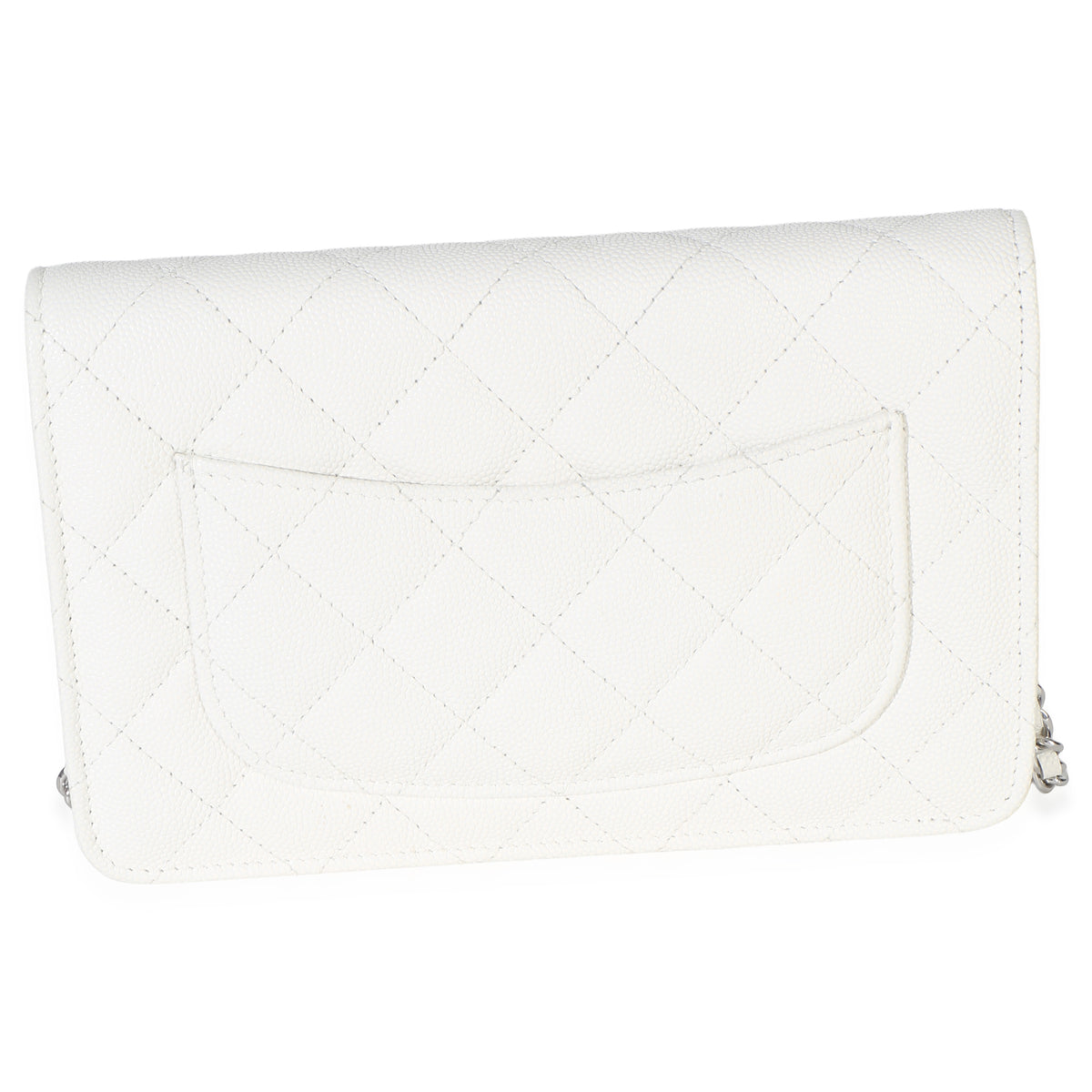 Chanel White Pink Quilted Caviar Woven CC Wallet On Chain Handbag 4