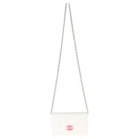 Chanel White Pink Quilted Caviar Woven CC Wallet On Chain Handbag 8