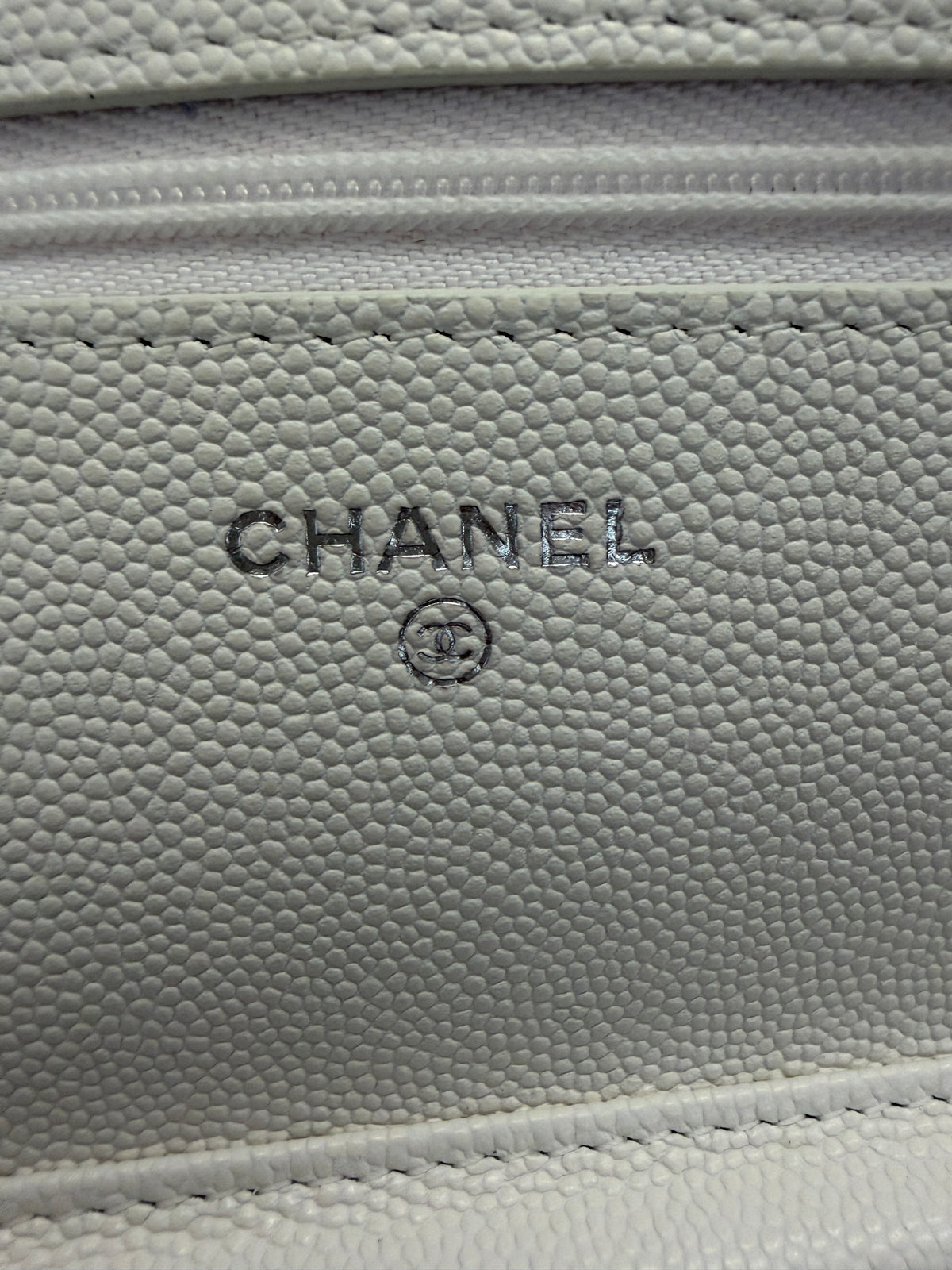 Chanel White Pink Quilted Caviar Woven CC Wallet On Chain Handbag ad3