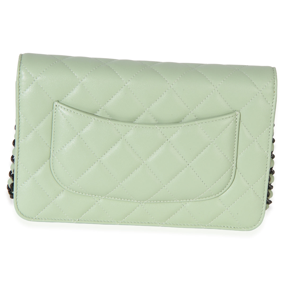 Chanel Light Green Quilted Lambskin Classic Wallet On Chain Handbag 4