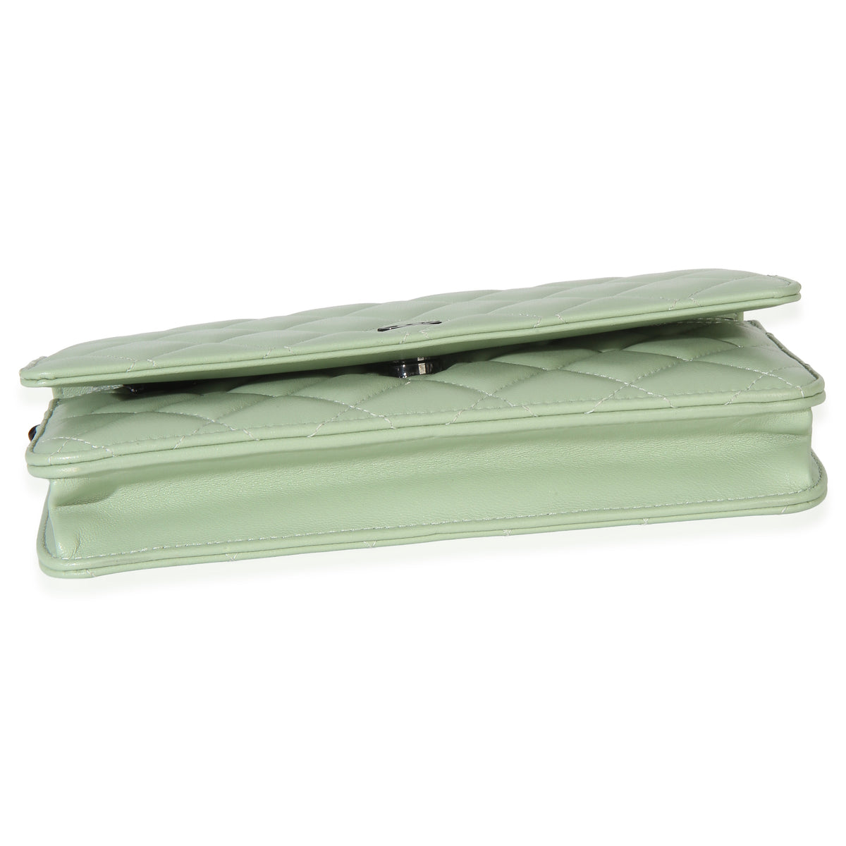 Chanel Light Green Quilted Lambskin Classic Wallet On Chain Handbag 5