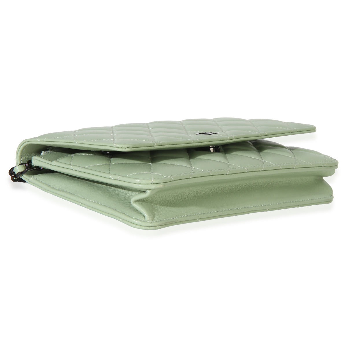 Chanel Light Green Quilted Lambskin Classic Wallet On Chain Handbag 7