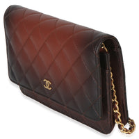 Chanel Brown Ombre Quilted Lambskin Classic Wallet On Chain Handbag 2