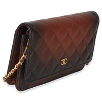 Chanel Brown Ombre Quilted Lambskin Classic Wallet On Chain Handbag 3