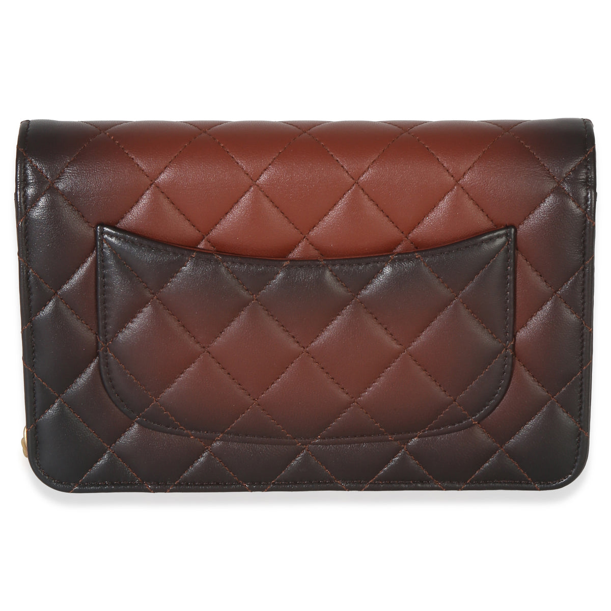 Chanel Brown Ombre Quilted Lambskin Classic Wallet On Chain Handbag 4