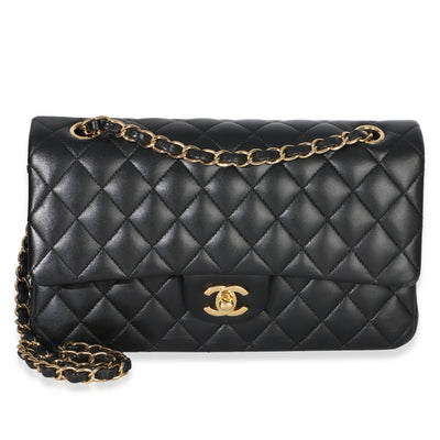 Chanel Black Quilted Lambskin Medium Classic Double Flap Bag Handbag id