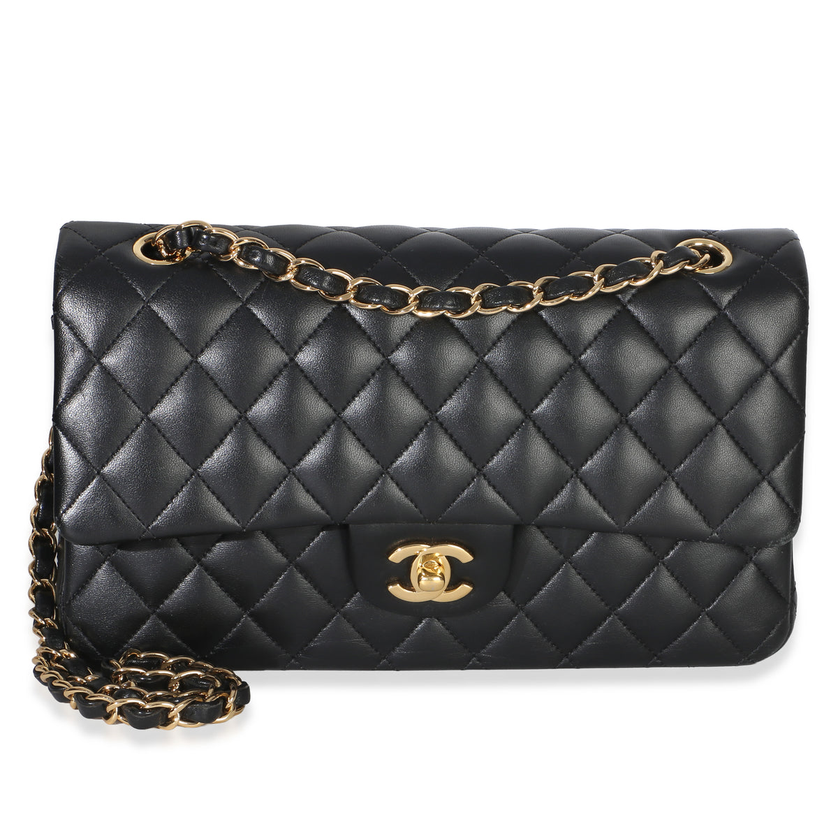 Chanel Black Quilted Lambskin Medium Classic Double Flap Bag Handbag id