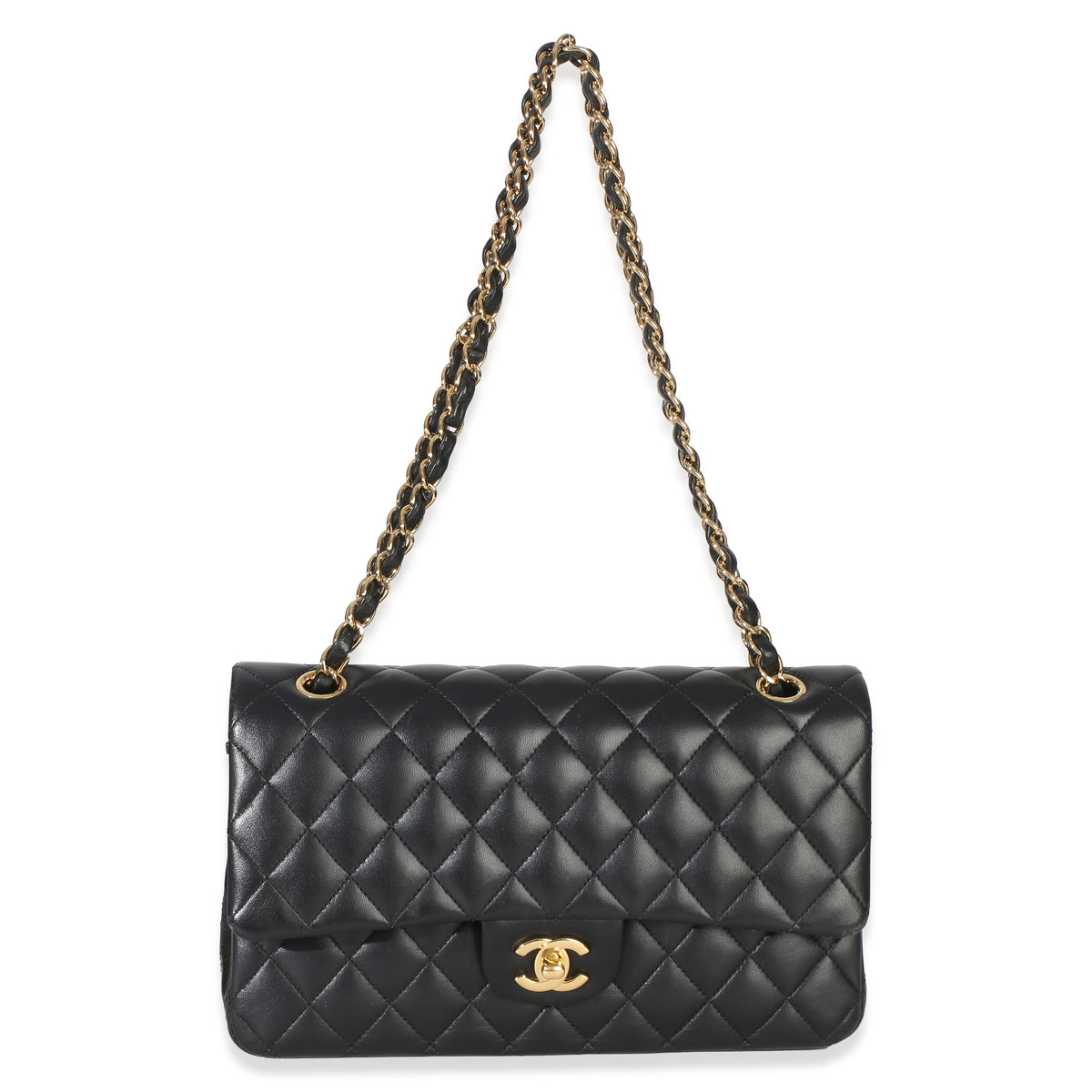 Chanel Black Quilted Lambskin Medium Classic Double Flap Bag Handbag 8