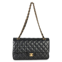 Chanel Black Quilted Lambskin Medium Classic Double Flap Bag Handbag 8