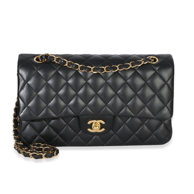 Chanel Black Quilted Lambskin Medium Classic Double Flap Bag Handbag fv