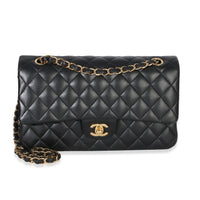 Chanel Black Quilted Lambskin Medium Classic Double Flap Bag Handbag fv