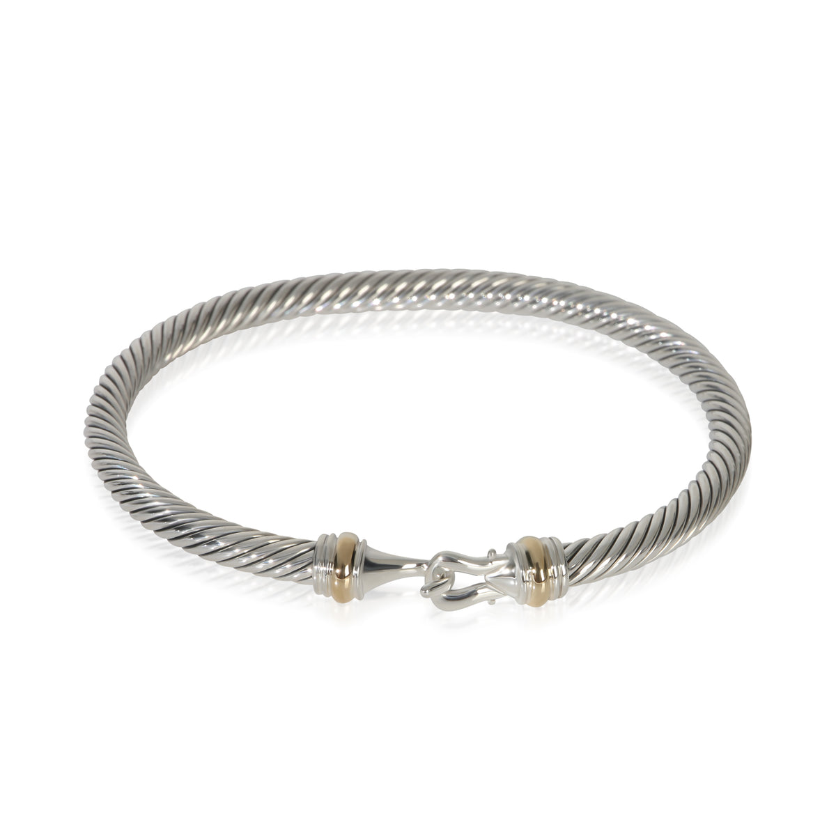 David Yurman Yellow Gold & Sterling Silver  Cable Buckle Bracelet fv