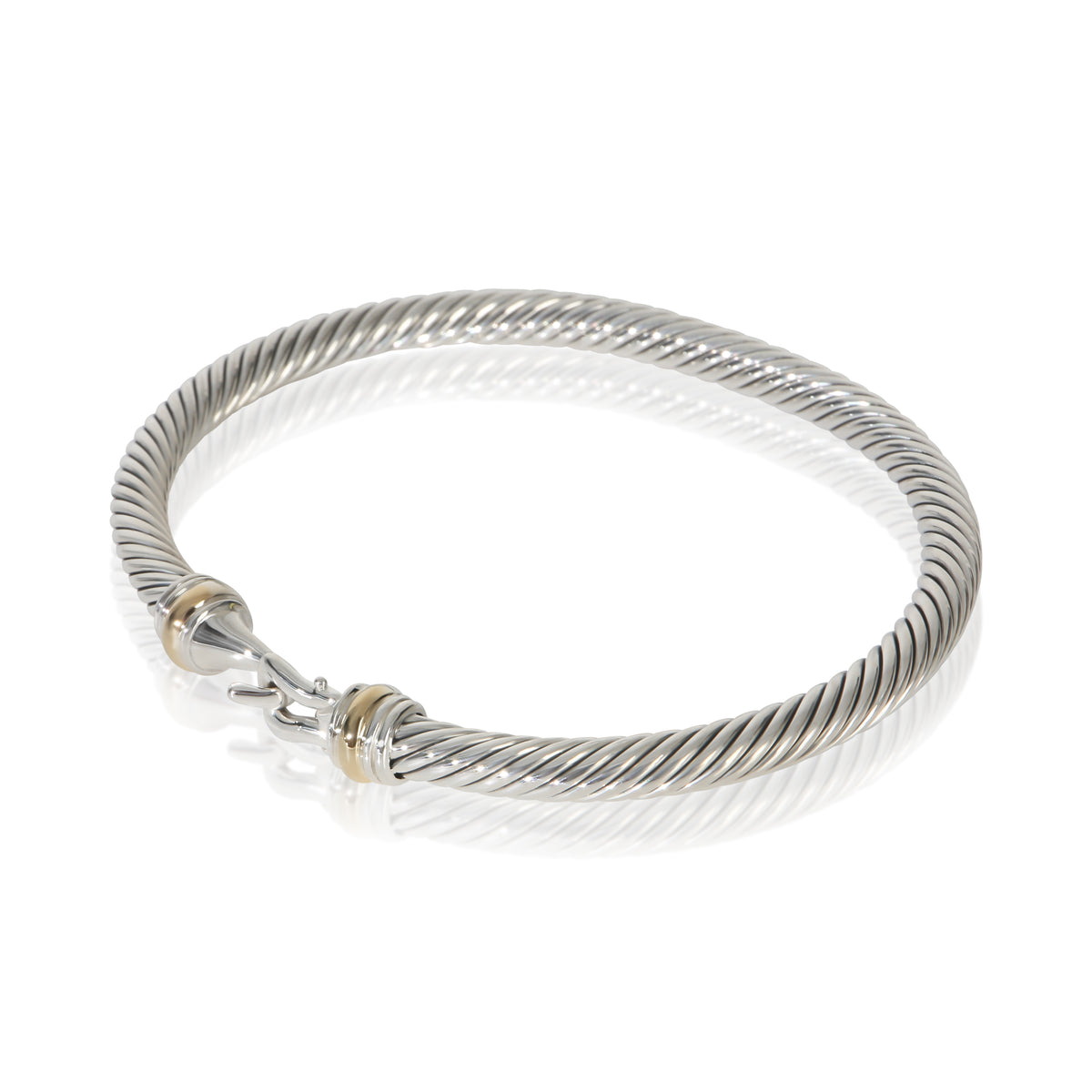 David Yurman Yellow Gold & Sterling Silver  Cable Buckle Bracelet sv