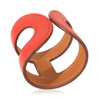 Hermès Rose Vermillon Ano Leather Cuff Bracelet bv