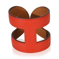 Hermès Rose Vermillon Ano Leather Cuff Bracelet pv
