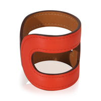 Hermès Rose Vermillon Ano Leather Cuff Bracelet sv