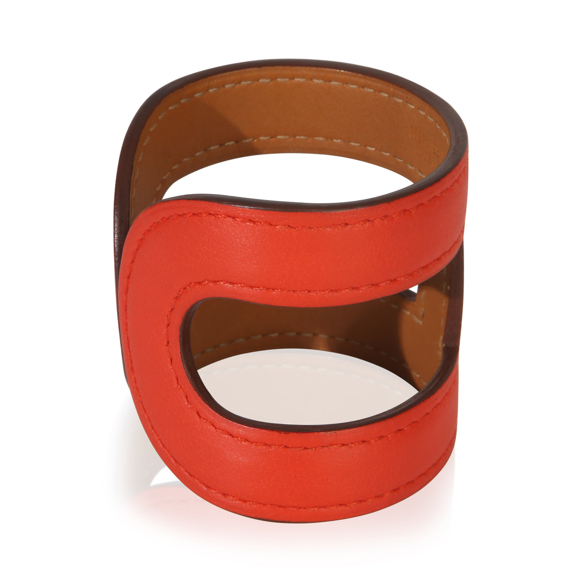 Hermès Rose Vermillon Ano Leather Cuff Bracelet sv