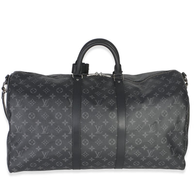 Louis Vuitton Monogram Eclipse Canvas Keepall Bandouliere 55 Handbag fv