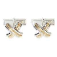 Tiffany & Co. Yellow Gold & Sterling Silver  Vintage 1992 Signature X Cufflinks fv