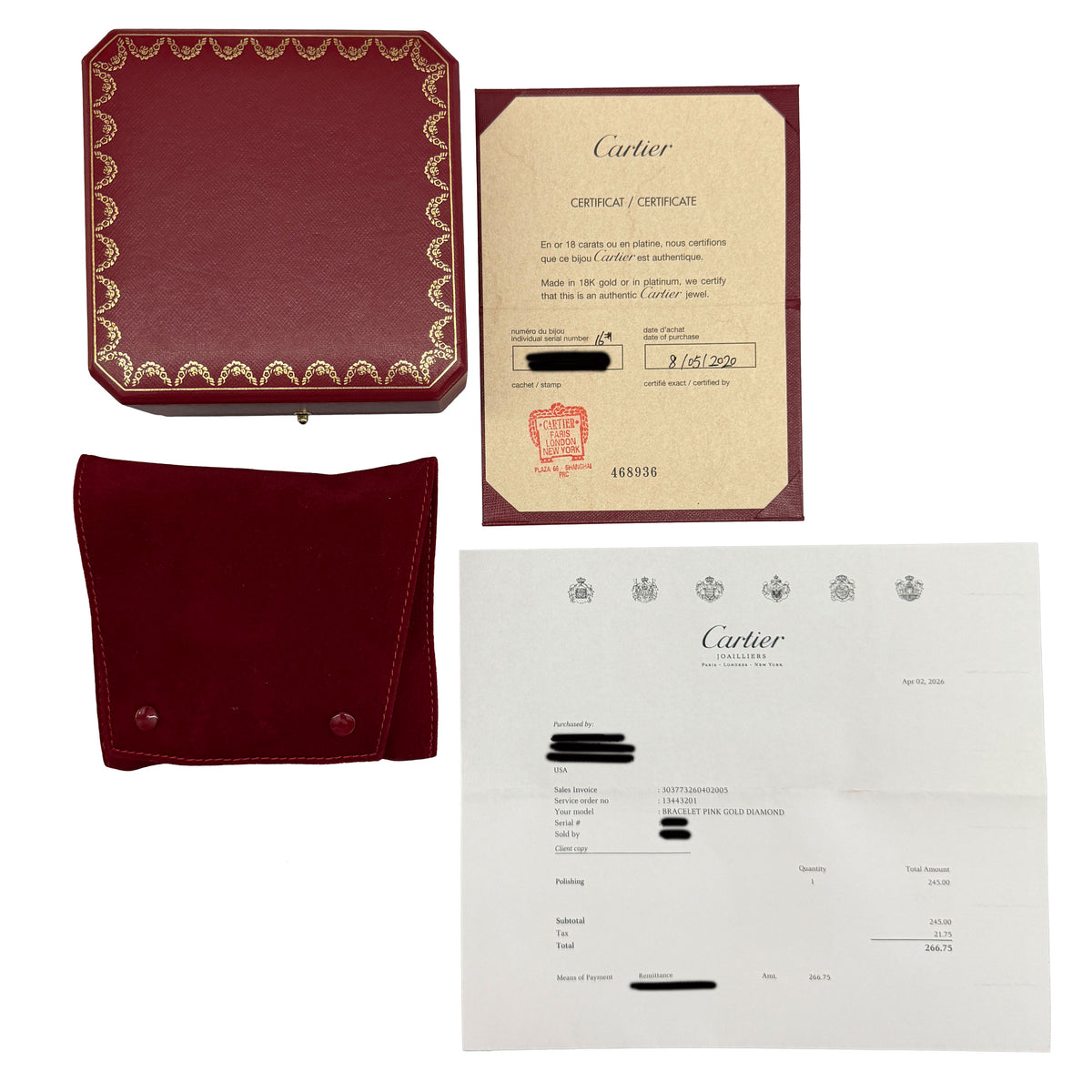Cartier Rose Gold Diamond Love Bracelet box