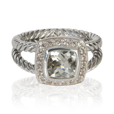 David Yurman Sterling Silver Prasiolite and Diamond Petite Albion Ring fv