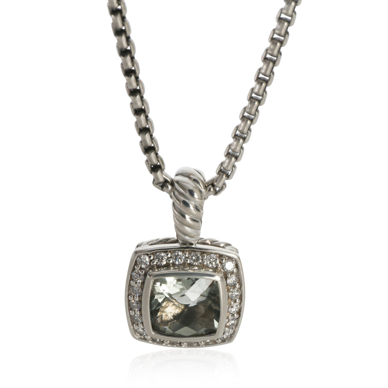 David Yurman Sterling Silver Prasiolite and Diamond Petite Albion Pendant fv