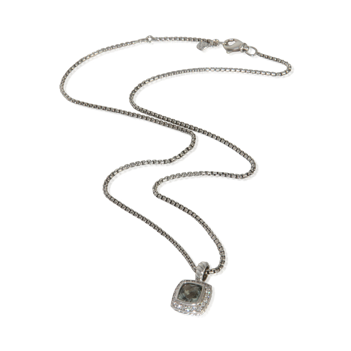 David Yurman Sterling Silver Prasiolite and Diamond Petite Albion Pendant pv