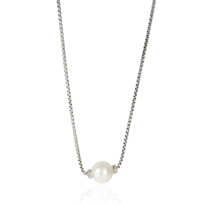 David Yurman Sterling Silver Pearl and Diamond Solari Pendant fv