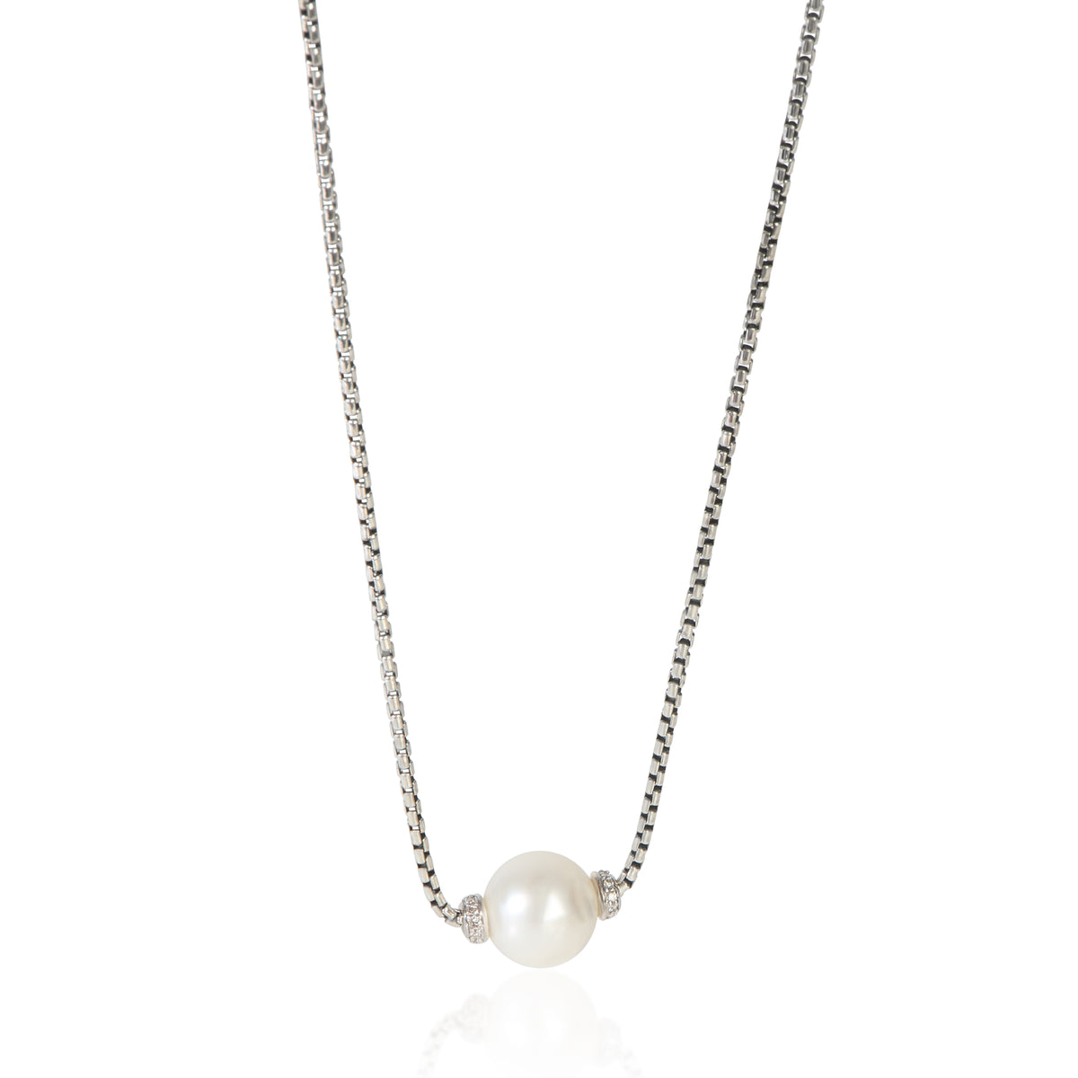 David Yurman Sterling Silver Pearl and Diamond Solari Pendant fv