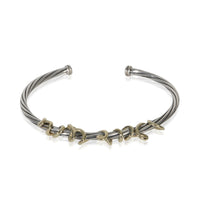 David Yurman Yellow Gold & Sterling Silver  Whispers I Love You Cuff Bracelet fv