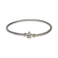 David Yurman Yellow Gold & Sterling Silver  Fleur De Lis Cable Hook Bracelet fv