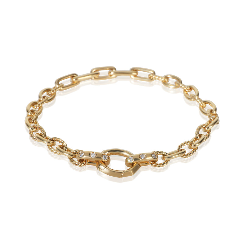 David Yurman Yellow Gold Diamond Mixed Link Bracelet fv