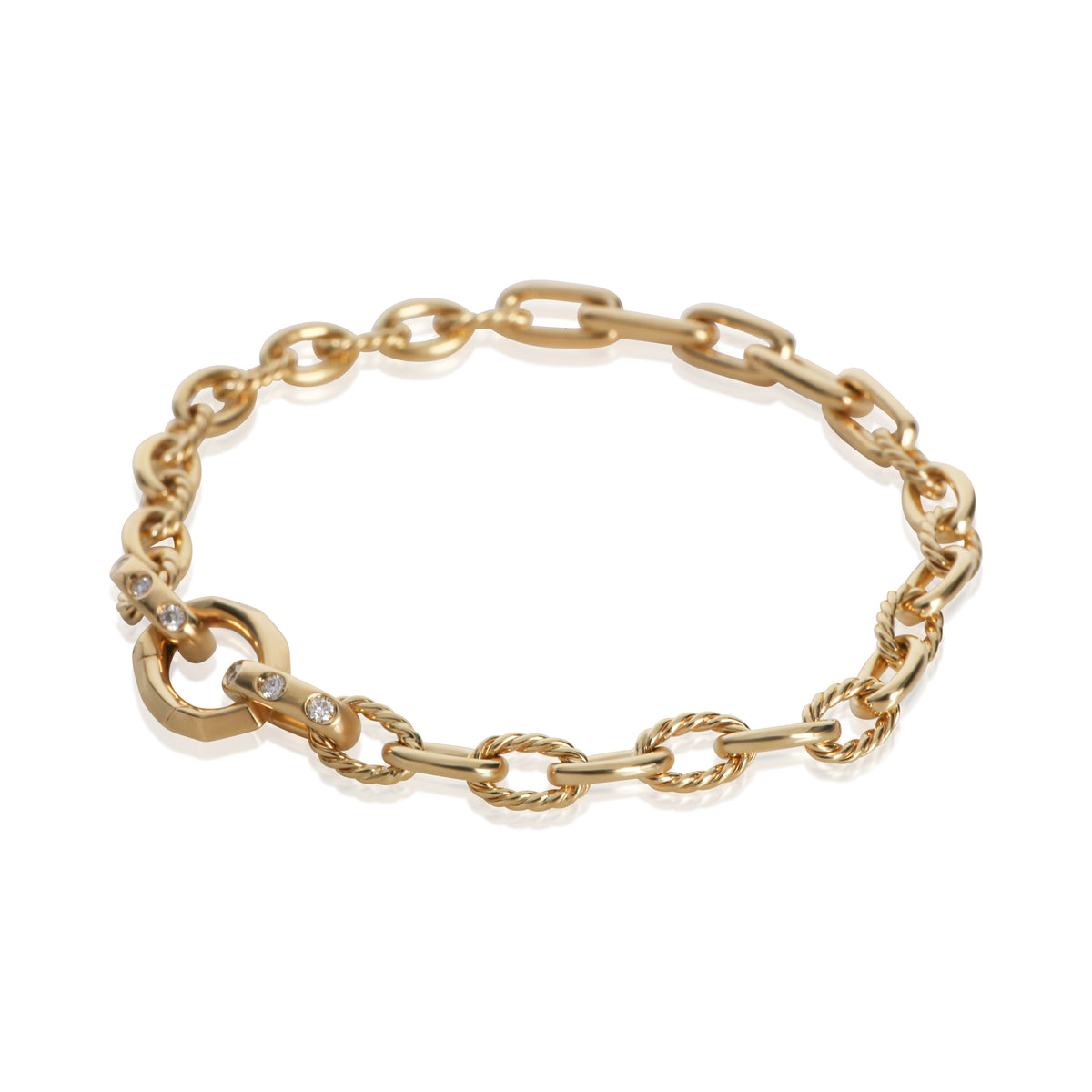 David Yurman Yellow Gold Diamond Mixed Link Bracelet sv